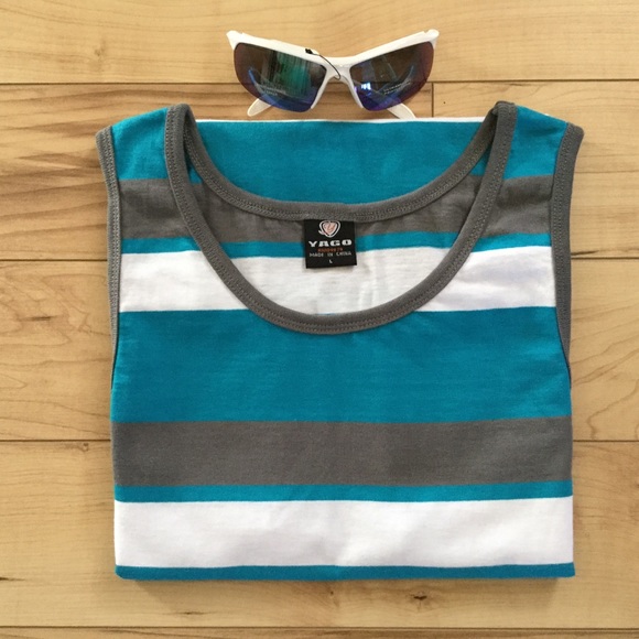 YAGO Mens Striped Tank Top
